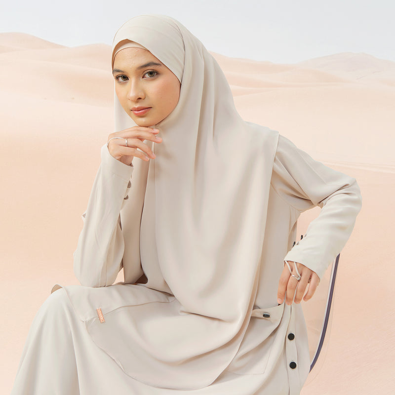 Haza Abaya Set Cream Almond