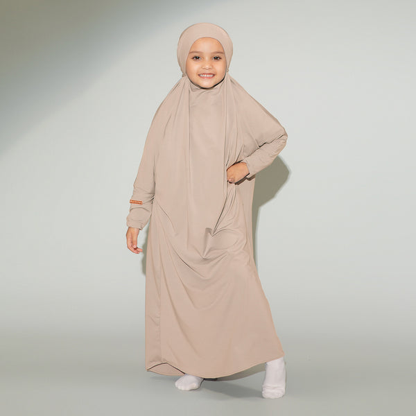 Shameera Abaya Kids in Soft Beige 3-4 Tahun (Lozy x Hamidah)