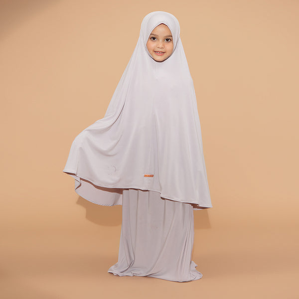 Shameera Prayer Set Kids Series 2 in Light Grey 1-2 Tahun (Lozy x Hamidah)