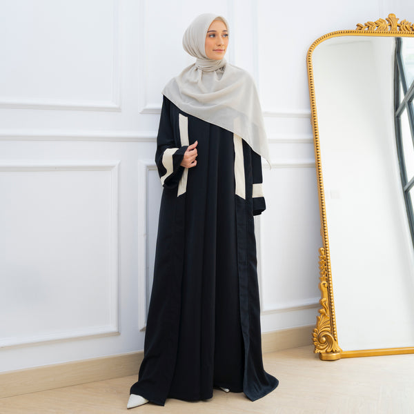 Faaza Abaya Set (One Set Gamis Syari) Black Size L-XL