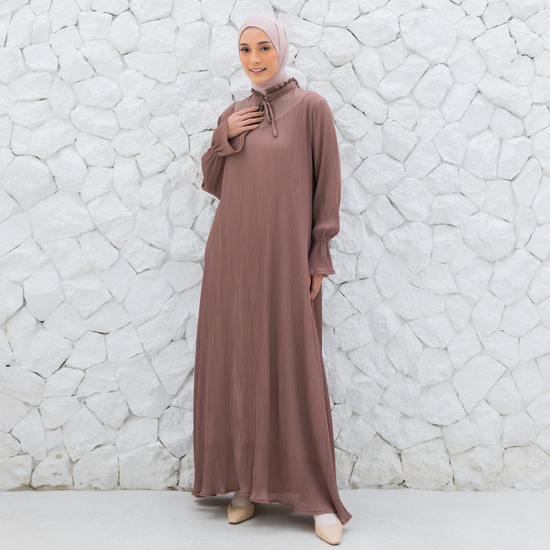 Sauda Pleats Dress Rustic Brown