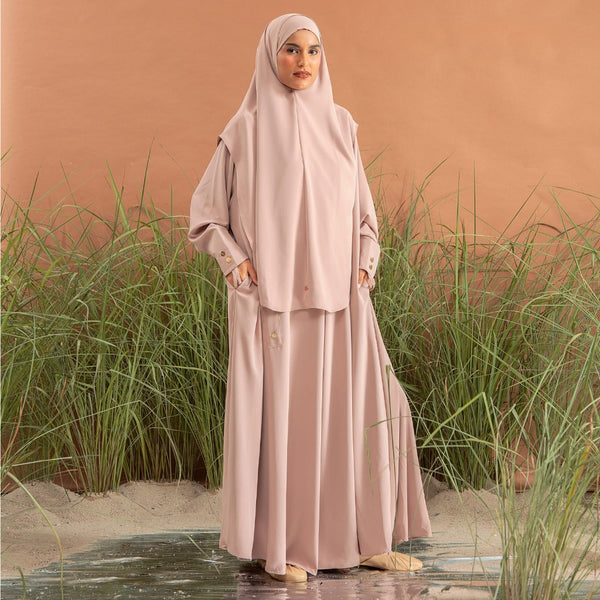 Asma Abaya Set Soft Beige S-M