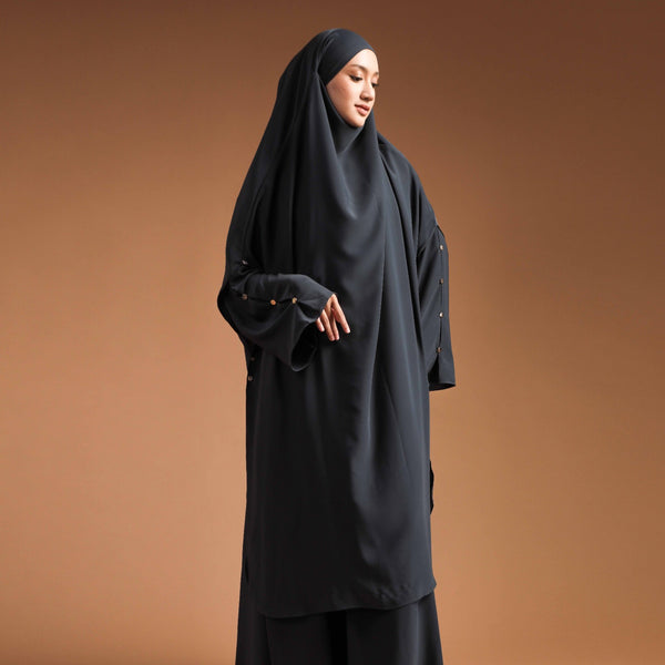 Tsamara French Khimar (Jilbab Syari Cadar) Dark Teal Blue