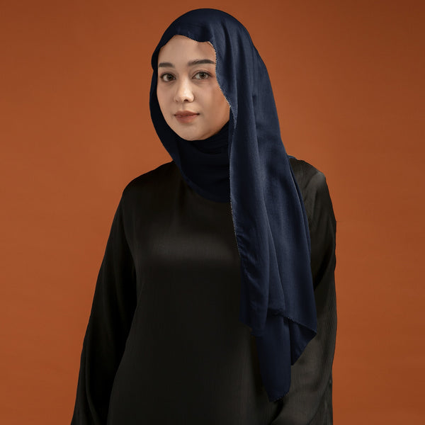 Viscose Eyelash Shawl Navy