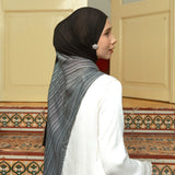 Viscose Mix Striped Shawl in Black