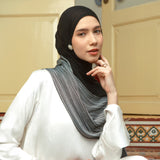 Viscose Mix Striped Shawl in Black