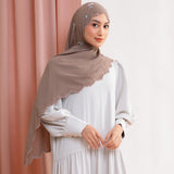 Floure Embroidery Shawl Dessert Taupe