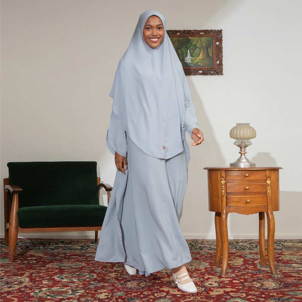 Pre Order Aisha Abaya (Abaya Dress Haji dan Umrah) Blue Pastel