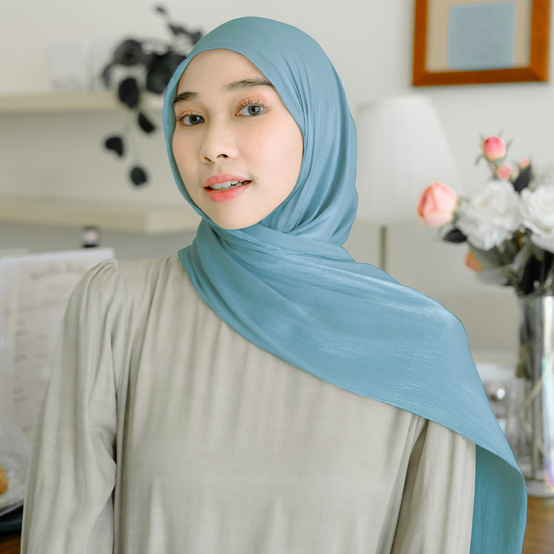 Yora Silk Shawl Coral Blue