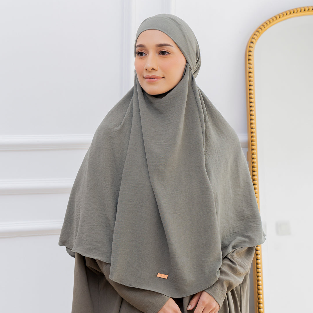 Halima French Khimar Dark Grey – Lozy