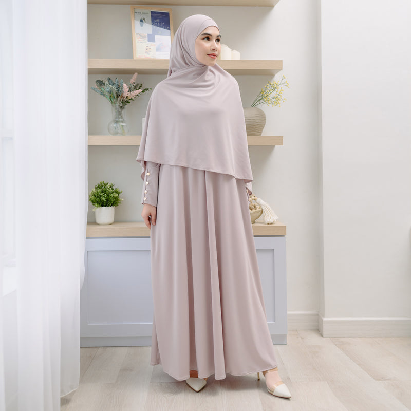 Hafisa Abaya Set Baby Nude