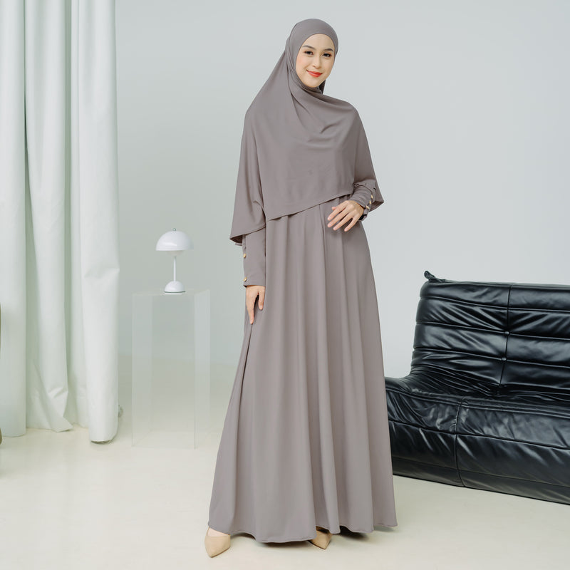 Pre Order Hafisa Abaya Set Grey Cream