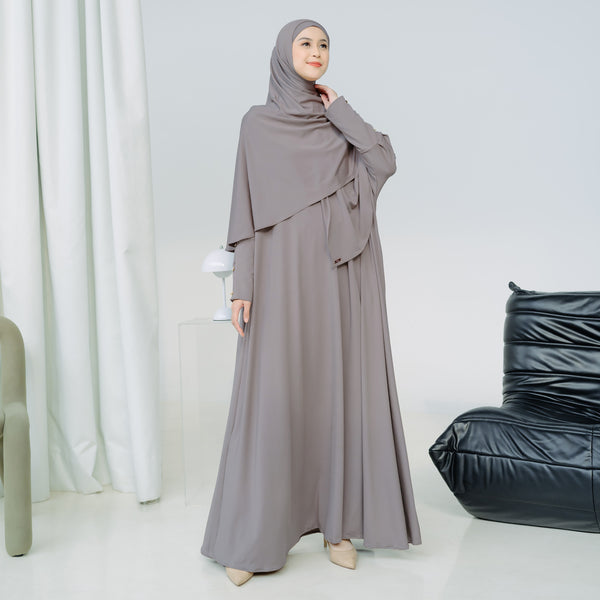 Pre Order Hafisa Abaya Set Grey Cream