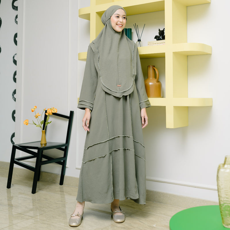 Khansa Abaya Set (Gamis Umroh Haji Abaya Set Kerudung)