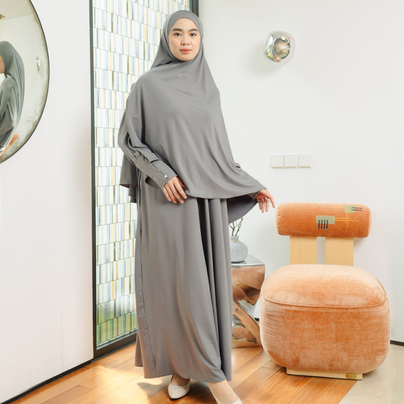 Hafisa Abaya Set (Gamis Umroh Haji Abaya Jersey Set Kerudung)