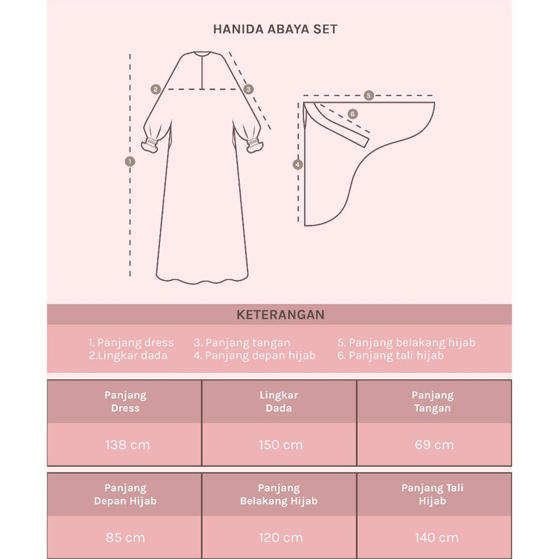 Hanida Abaya Set (One Set Abaya Umroh Haji Gamis Set Kerudung Syari)