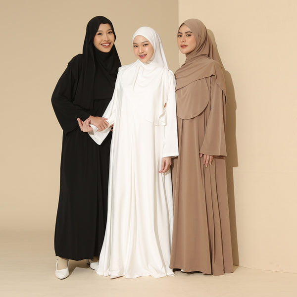 Sadiqa Abaya Set (Gamis Umrah Haji Abaya Jersey Set Kerudung)