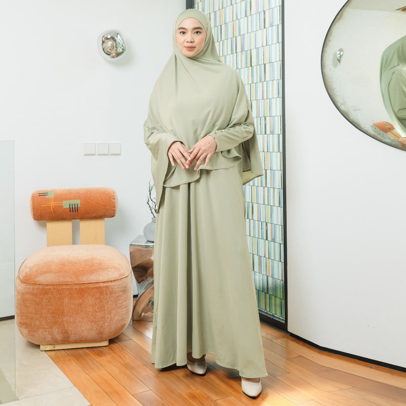 Hafisa Abaya Set (Gamis Umroh Haji Abaya Jersey Set Kerudung)