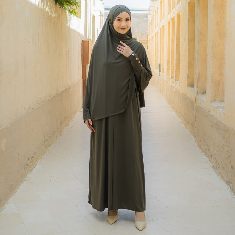 Hafisa Abaya Set (Gamis Umroh Haji Abaya Jersey Set Kerudung)