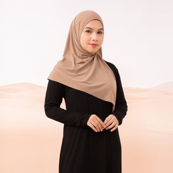 Naima Instan Jersey Soft Beige (Hijab Instan Segitiga Bahan Jersey)