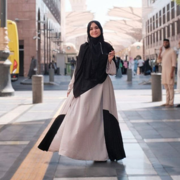 Shadeena Abaya Dress (Gamis Pleats Abaya Umrah & Haji)