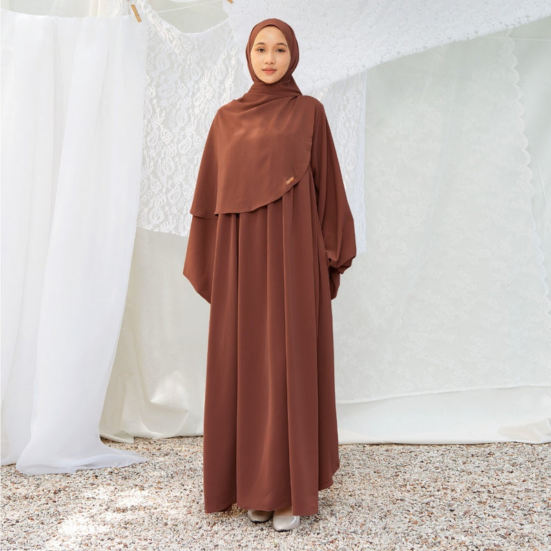 Mida Abaya Khimar Set in Brown Sugar (Lozy x Hamidah)