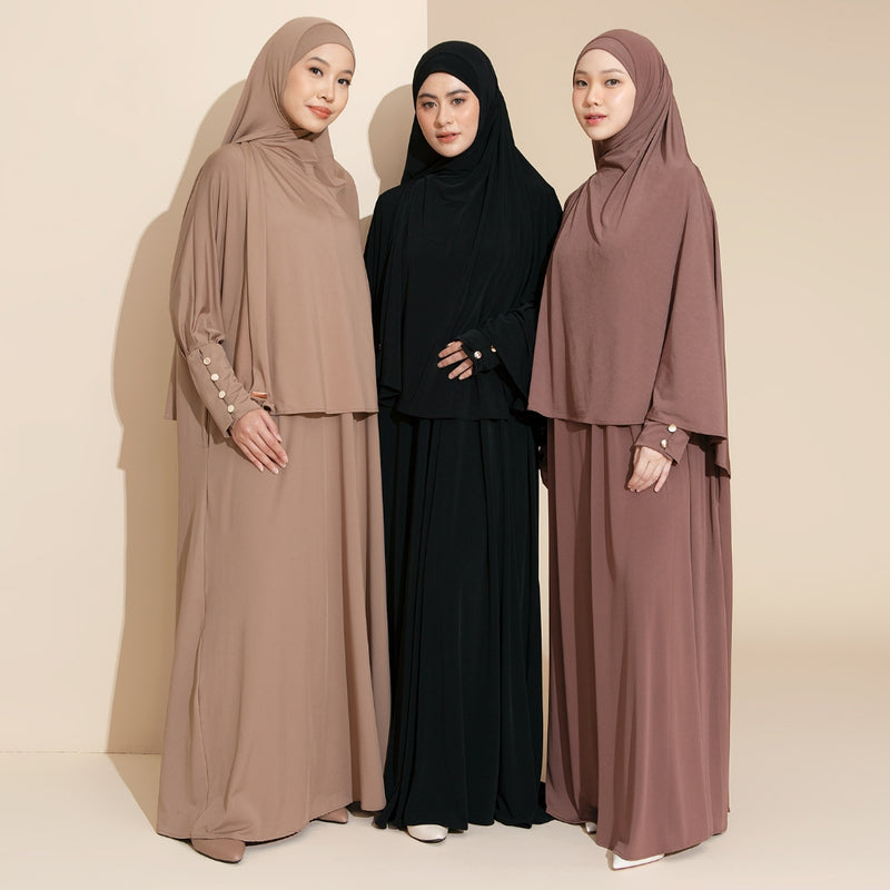 Hafisa Abaya Set (Gamis Umroh Haji Abaya Jersey Set Kerudung)