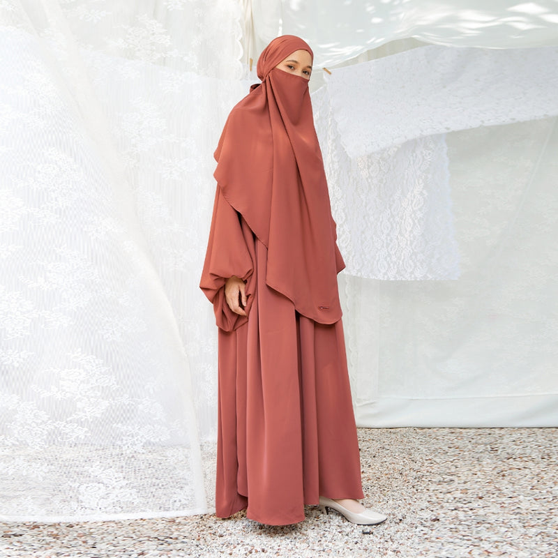 Mida Abaya Khimar Set in Brick (Lozy x Hamidah)