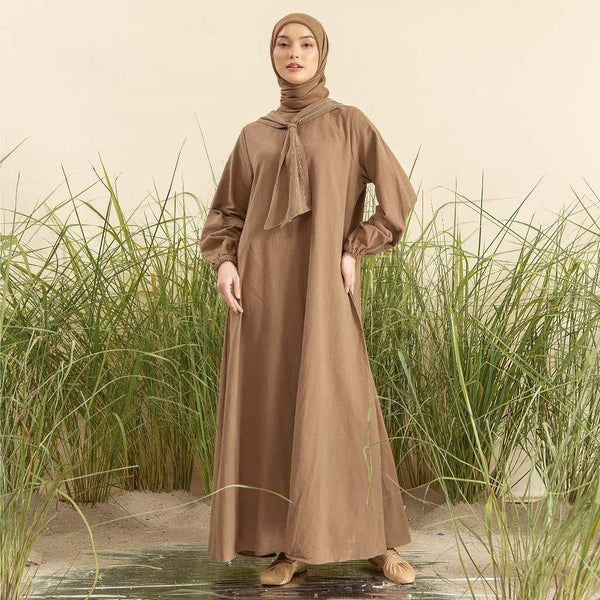 Nora Dress Linen Soft Brown