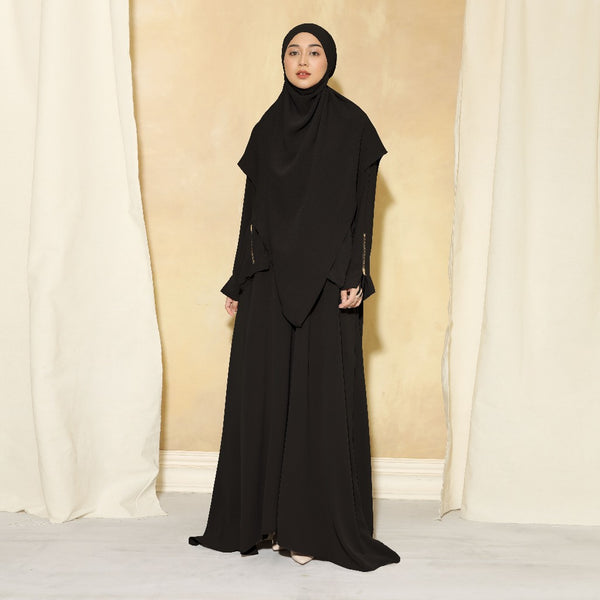 Syaza Abaya Lozy X Cut Syifa Black S (Gamis Haji dan Umrah)