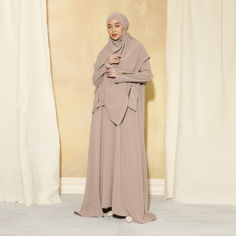 Syaza Abaya Lozy X Cut Syifa Tan XL (Gamis Haji dan Umrah)