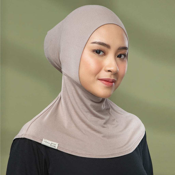 Inner Neck Lozy x Bianca Grey Cream (Ciput Hijab Ninja Bahan Viscose Rayon)