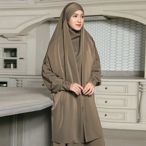 Sabiya French Khimar Lozy X Cut Syifa Brown Muffin (Khimar Only)