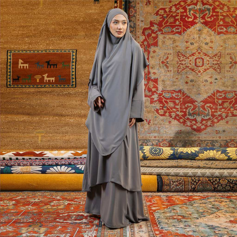 Arumy Abaya Tunik Khimar Set Dark Grey