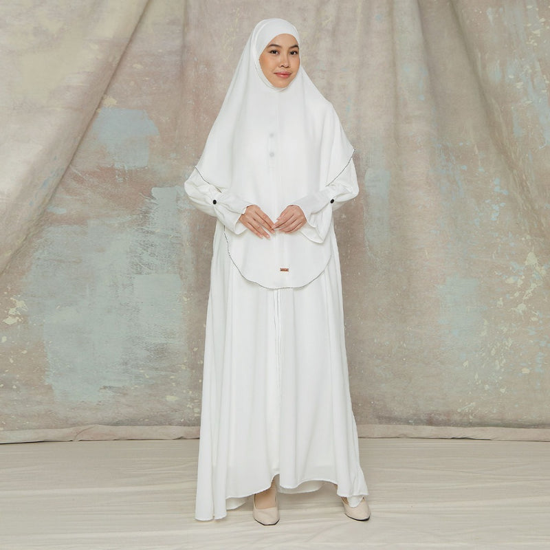 Balqis Abaya Lozy X Cut Syifa Broken White M