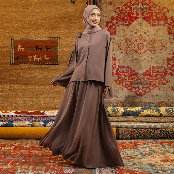 Hanaya Tunik Blouse Set Choco