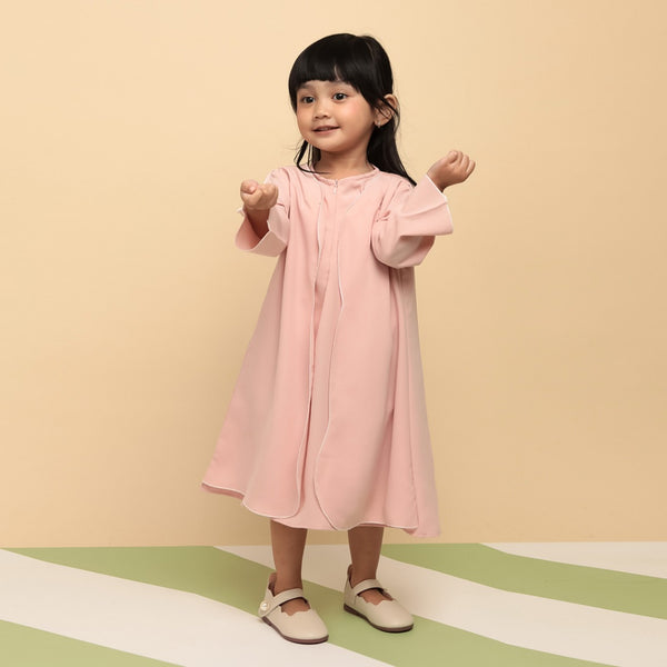 Pre Order Aisha Abaya Dress Kids Pink Pastel 3-4Th