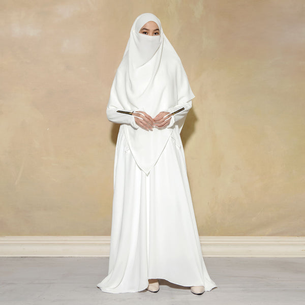 Syaza Abaya Lozy X Cut Syifa Broken White S (Gamis Haji dan Umrah)