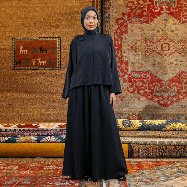 Hanaya Tunik Blouse Set Navy