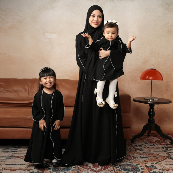 Pre Order Aisha Abaya Dress Kids Black 5-6Th