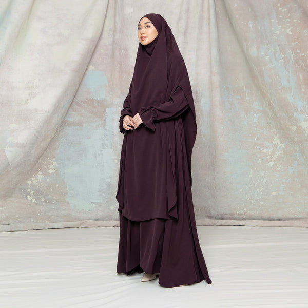 Alina Abaya Set Lozy x Cut Syifa Wineberry S