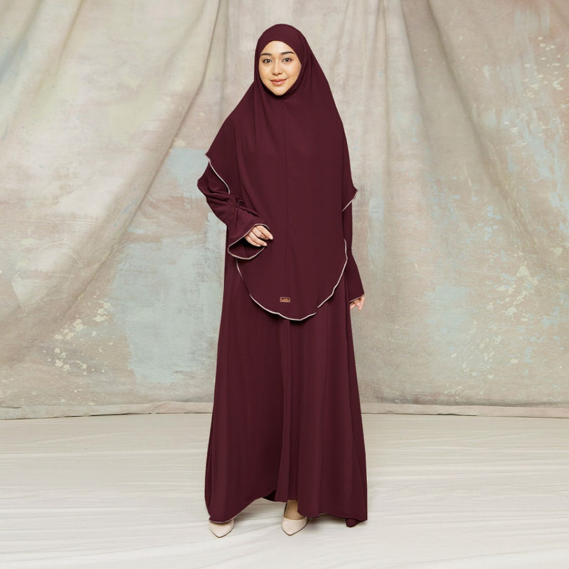 Balqis Abaya Lozy X Cut Syifa Burgundy S