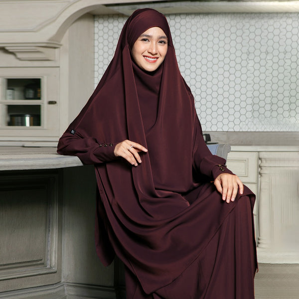 Sabiya French Khimar Lozy X Cut Syifa Burgundy (Khimar Only)