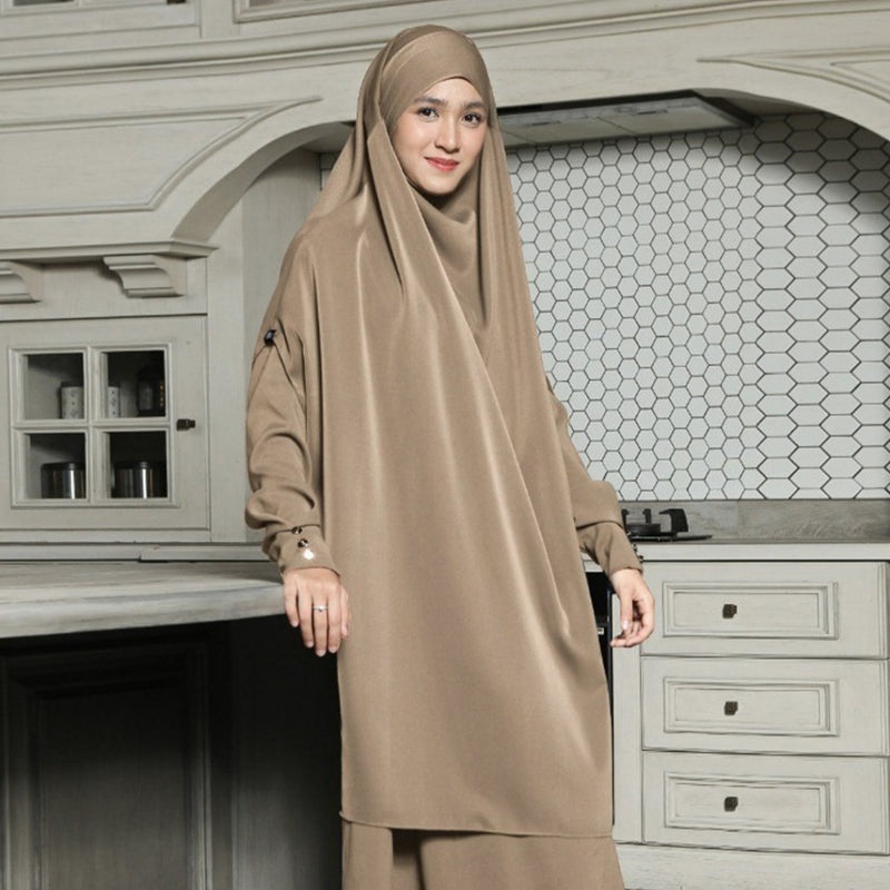 Sabiya French Khimar Lozy X Cut Syifa Warm Sand (Khimar Only)