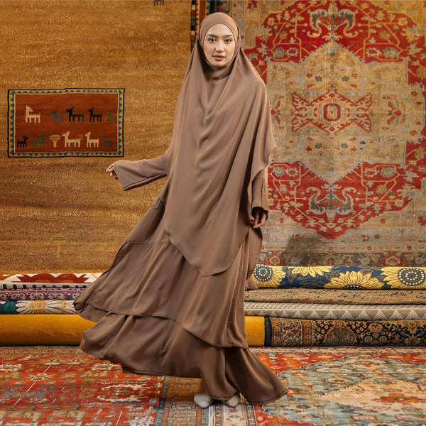 Arumy Abaya Tunik Khimar Set Rustic Brown