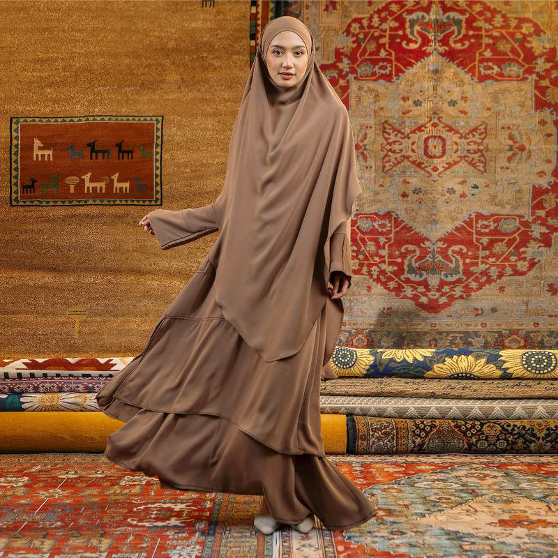 Arumy Abaya Tunik Khimar Set Rustic Brown