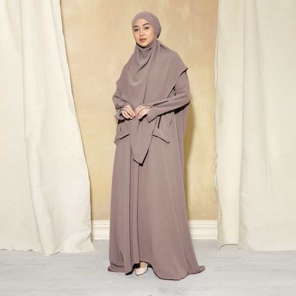 Syaza Abaya Lozy X Cut Syifa Dusty Purple S (Gamis Haji dan Umrah)
