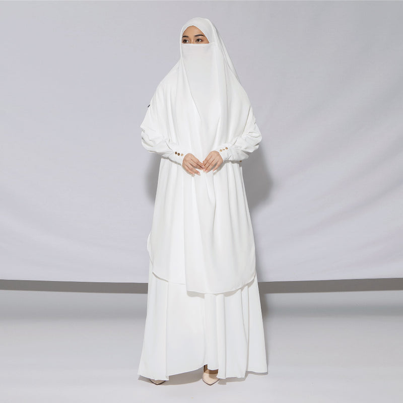 Sabiya Abaya Lozy X Cut Syifa Broken White M
