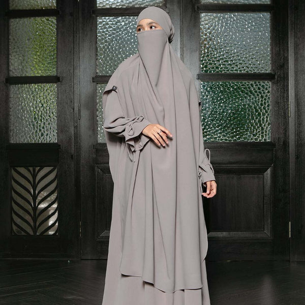 Alina French Khimar Lozy X Cut Syifa Grey Cream