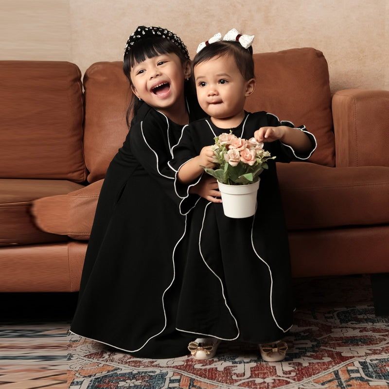 Pre Order Aisha Abaya Dress Kids Black 5-6Th